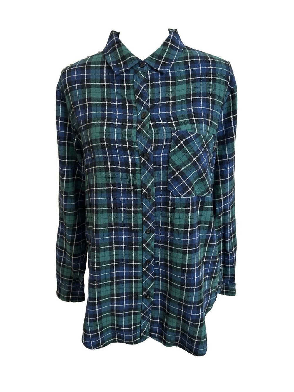 NWT Gap Women's M Soft Long Sleeve Relaxed Fit Flannel Shirt Green NEW $69 MSRP